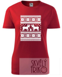 Dámské rodinné vánoční tričko s potiskem -  s jelenem, sob, se sobem