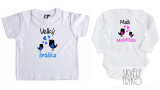 Dětské sourozenecké tričko s potiskem - Velký bráška, obrázek ptáčci - bílé 