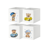 Pevný úložný dětský box s motivem medvídka - látkový box pro chlapečka