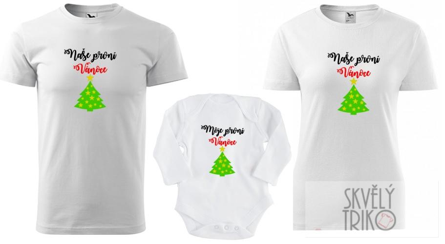 Dámské tričko - Rodinná Vánoční trička - Naše první Vánoce