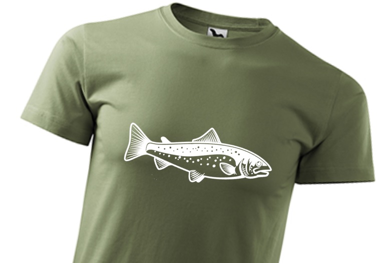 Pánské tričko pro rybáře s potiskem - pstruh, se pstruhem