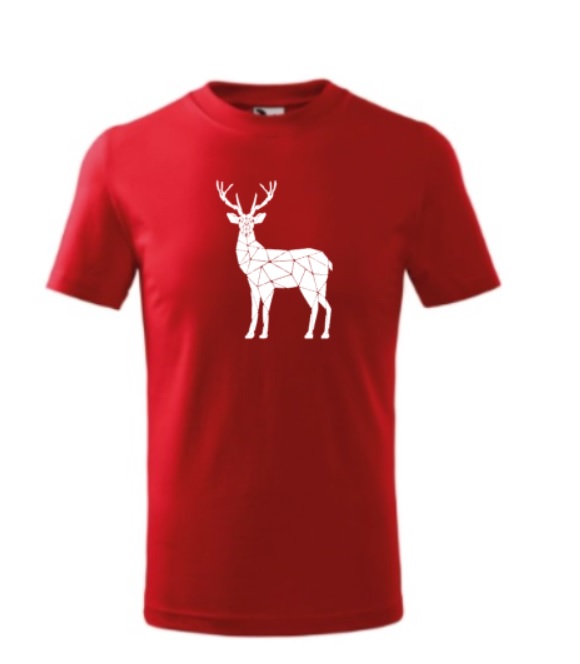Dětské rodinné tričko s potiskem -  s jelenem ABSTRAKT VÁNOČNÍ