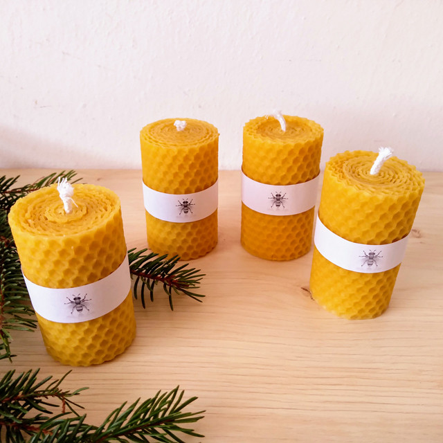 Adventní svíčky z 100% včelího vosku - 7 cm - 4 ks