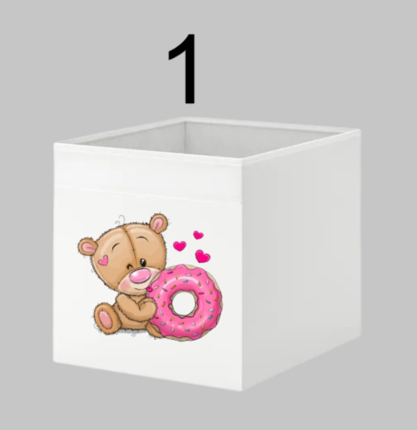 Úložný dětský box s motivem medvídka - látkový box pro HOLČIČKU