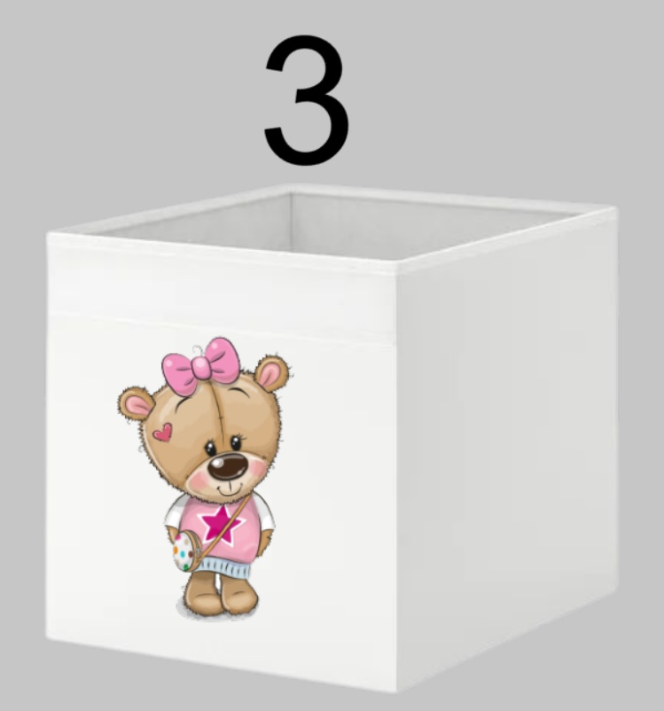 Úložný dětský box, krabice s motivem medvídka - látkový box pro HOLČIČKU