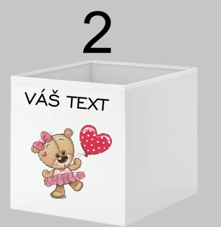 Úložný dětský box, krabice s motivem medvídka - látkový box pro HOLČIČKU