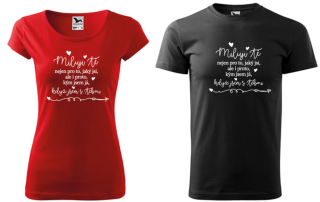 Valentýnská párová trička s potiskem - MILUJI TĚ - dámské tričko