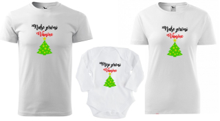 Rodinná Vánoční trička - Dětské body pro miminko s potiskem - Moje první Vánoce