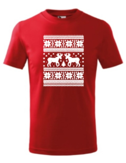 DĚTSKÉ rodinné vánoční tričko s potiskem -  s jelenem, sob, se sobem