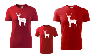 Dámské rodinné Vánoční tričko s potiskem -  s jelenem, se sobem ABSTRAKT VÁNOČNÍ