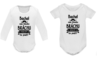 Dětské kojenecké body s potiskem - Bacha mám šíleného bráchu a nebojím...