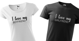 Valentýnská párová trička s potiskem - I LOVE MY BOYFRIEND