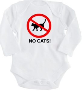 Dětské body pro miminko s potiskem - kočka, s kočkou, NO CATS