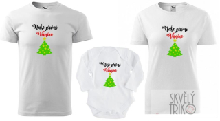 Pánské tričko - Rodinná Vánoční trička - Naše první Vánoce