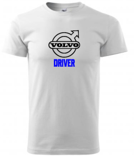 Pánské tričko s potiskem Volvo jezdec, volvo řidič - bílé triko