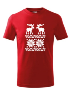 Dětské rodinné tričko s potiskem -  s jelenem, sob, se sobem vánoční